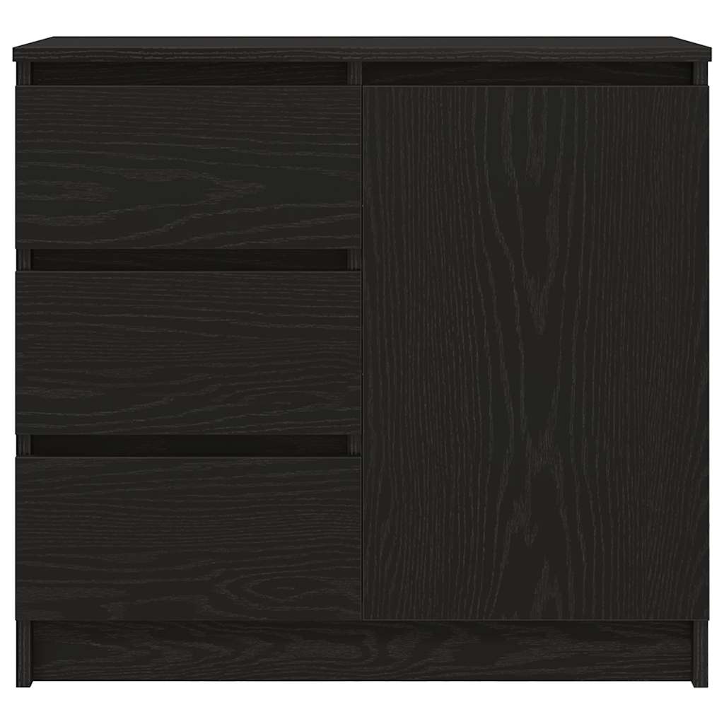 Sideboard with Drawer Black Oak 71x35x65 cm Engineered Wood