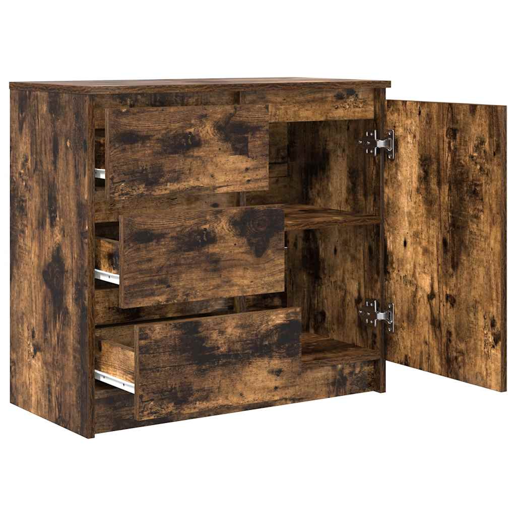 Sideboard with Drawer Smoked Oak 71x35x65 cm Engineered Wood