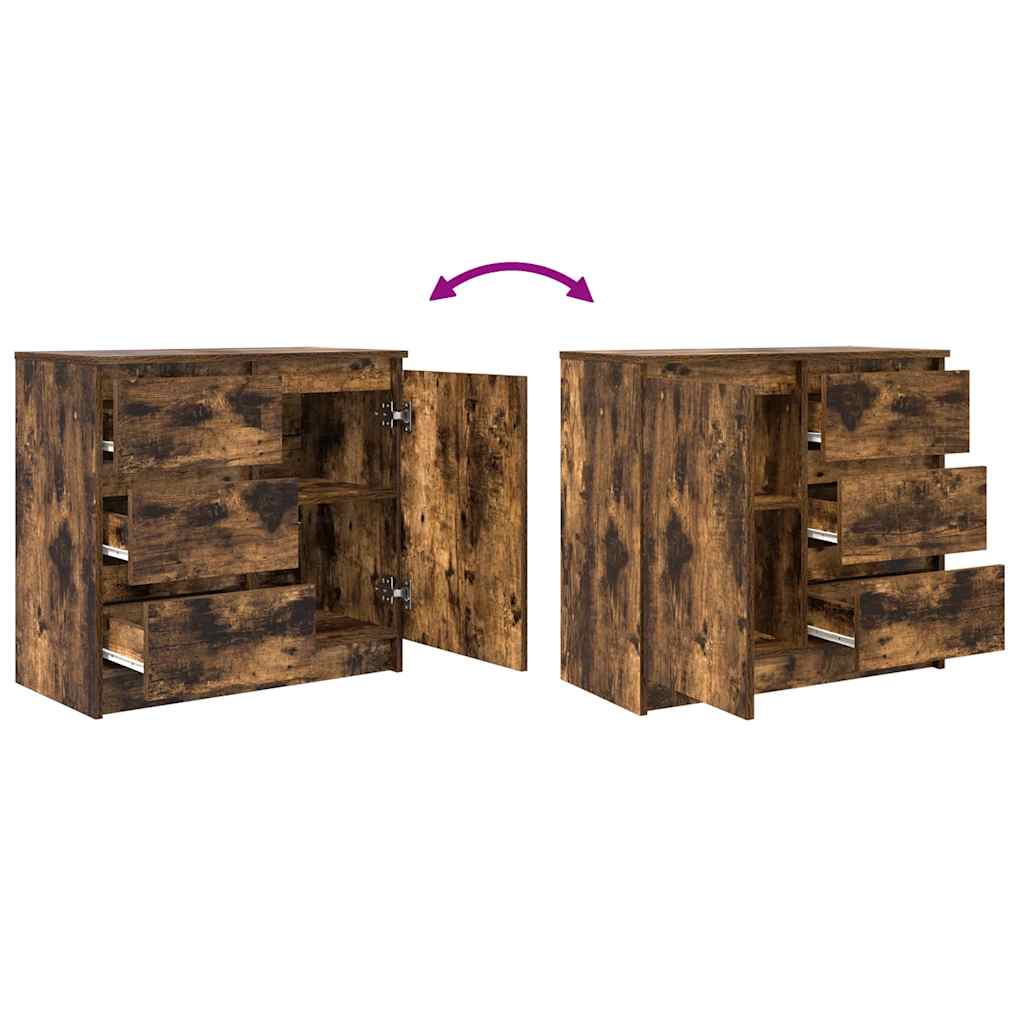 Sideboard with Drawer Smoked Oak 71x35x65 cm Engineered Wood