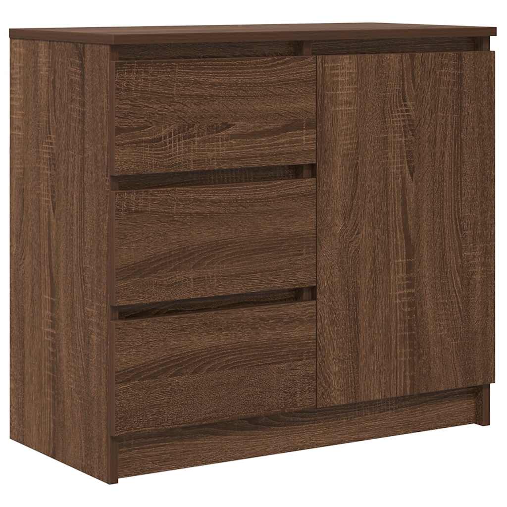 Sideboard with Drawer Brown Oak 71x35x65 cm Engineered Wood