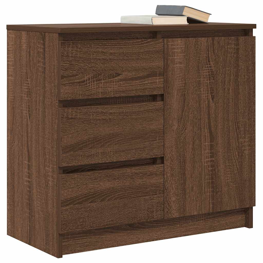 Sideboard with Drawer Brown Oak 71x35x65 cm Engineered Wood