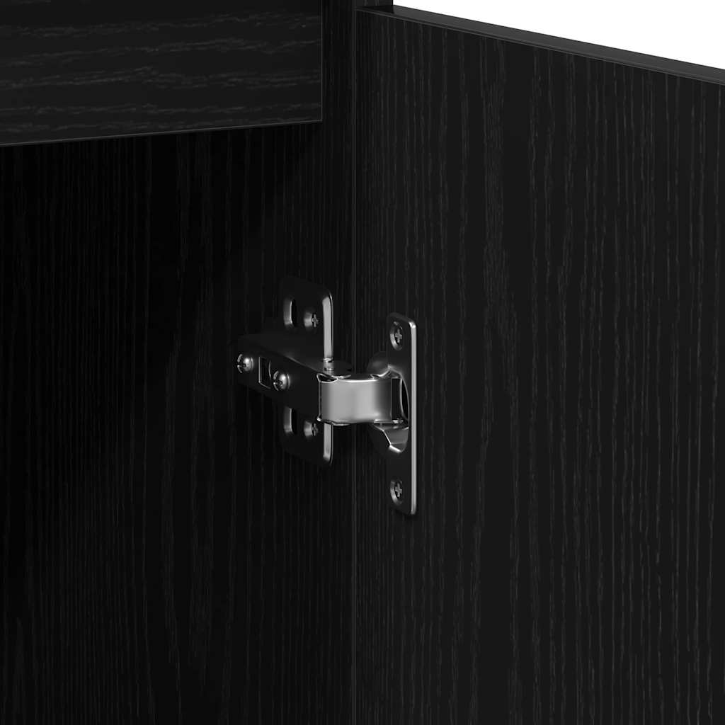Sideboard with Drawer Black Oak 71x35x84 cm Engineered Wood