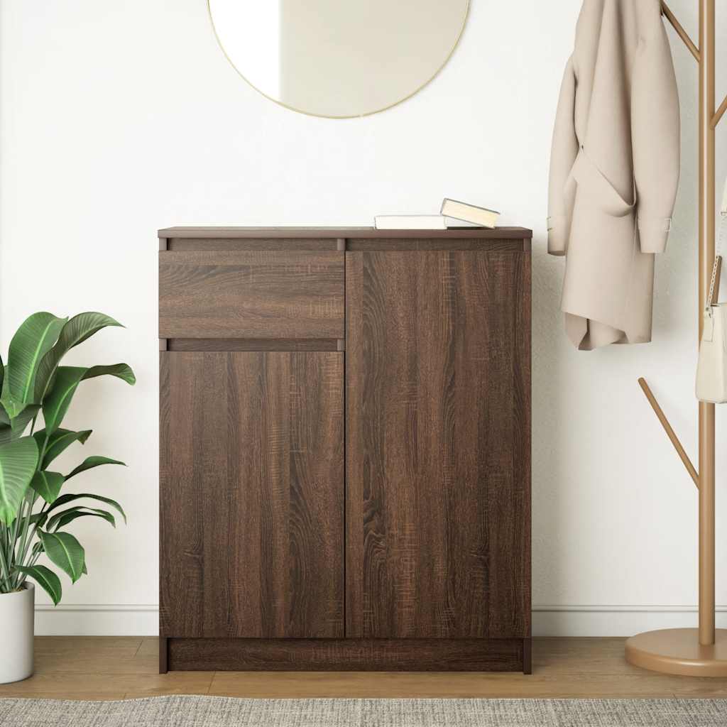 Sideboard with Drawer Brown Oak 71x35x84 cm Engineered Wood