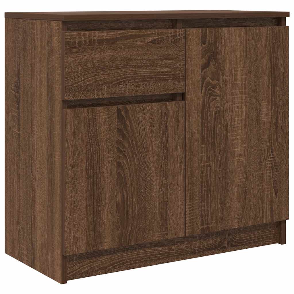 Sideboard with Drawer Brown Oak 71x35x65 cm Engineered Wood