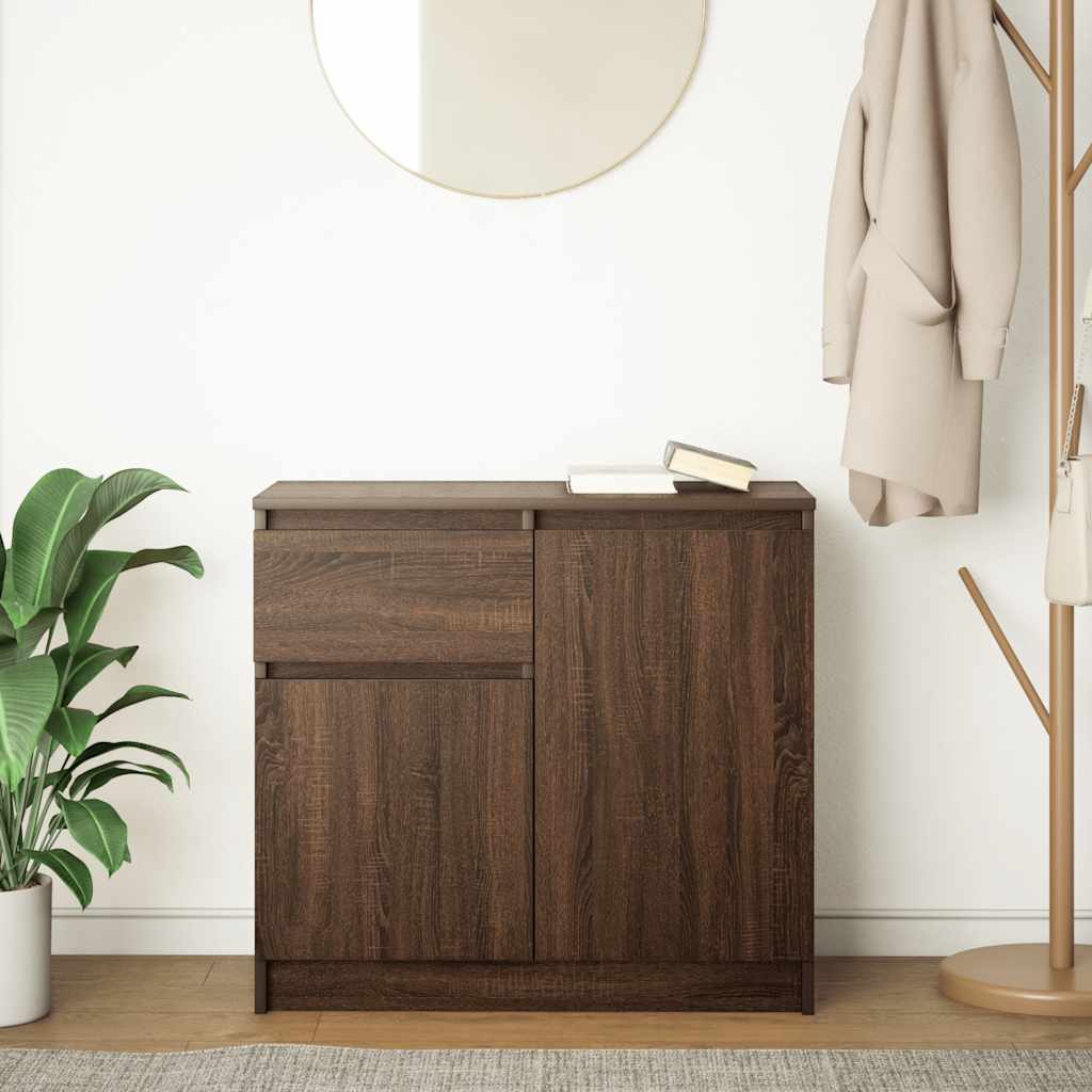Sideboard with Drawer Brown Oak 71x35x65 cm Engineered Wood