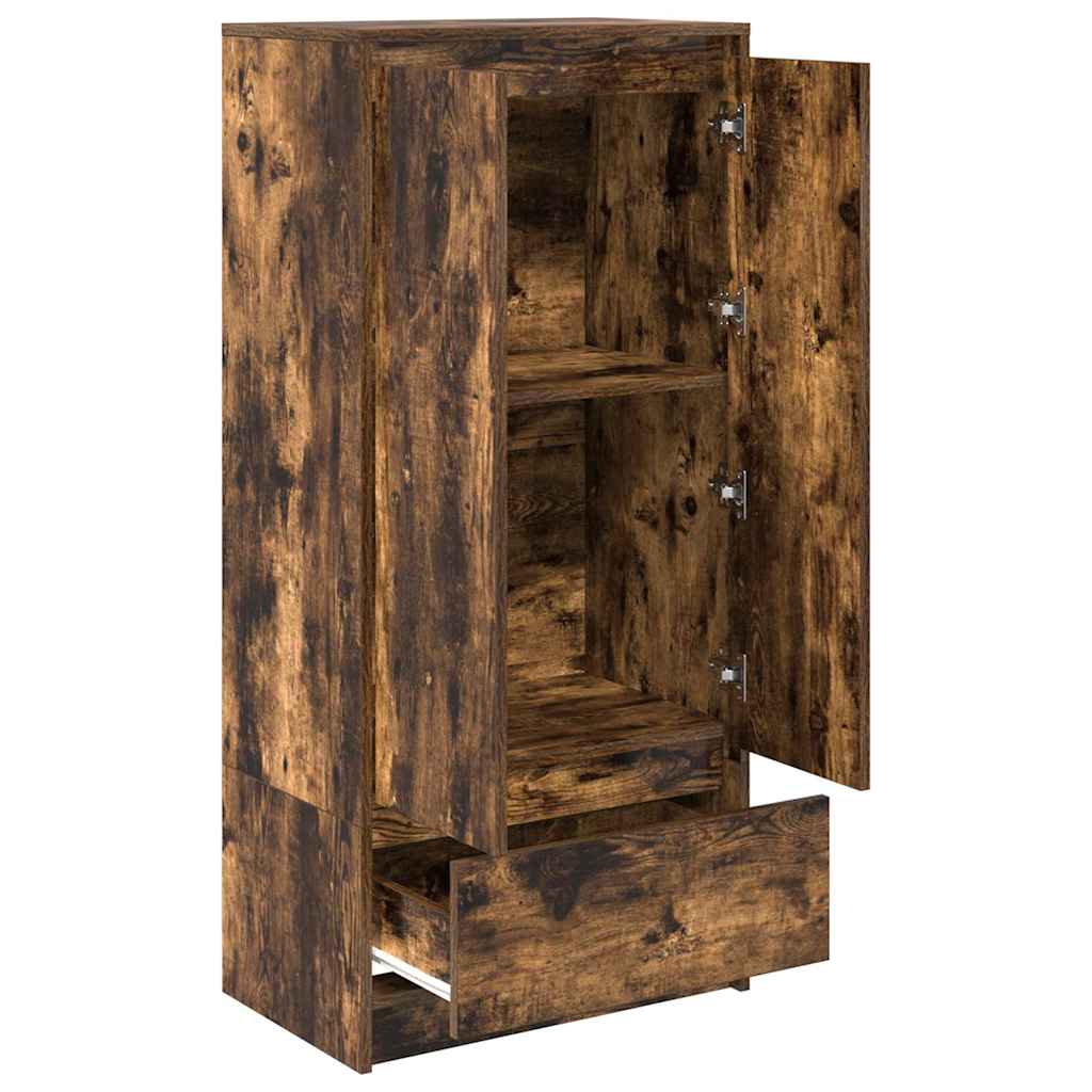 Cabinet with Drawer Smoked Oak 55.5x34x119.5 cm Engineered Wood