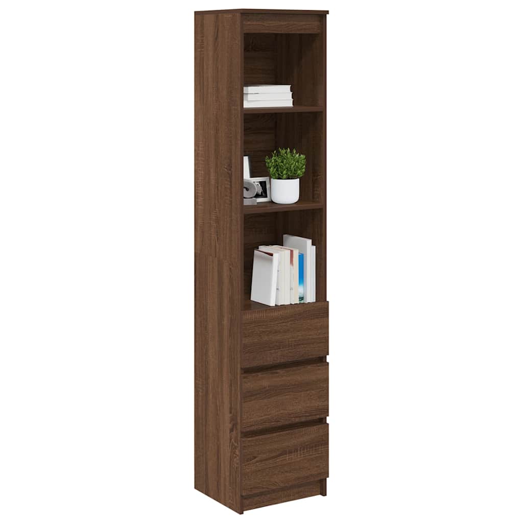 Highboard Brown Oak 37.5x35x180 cm Engineered Wood