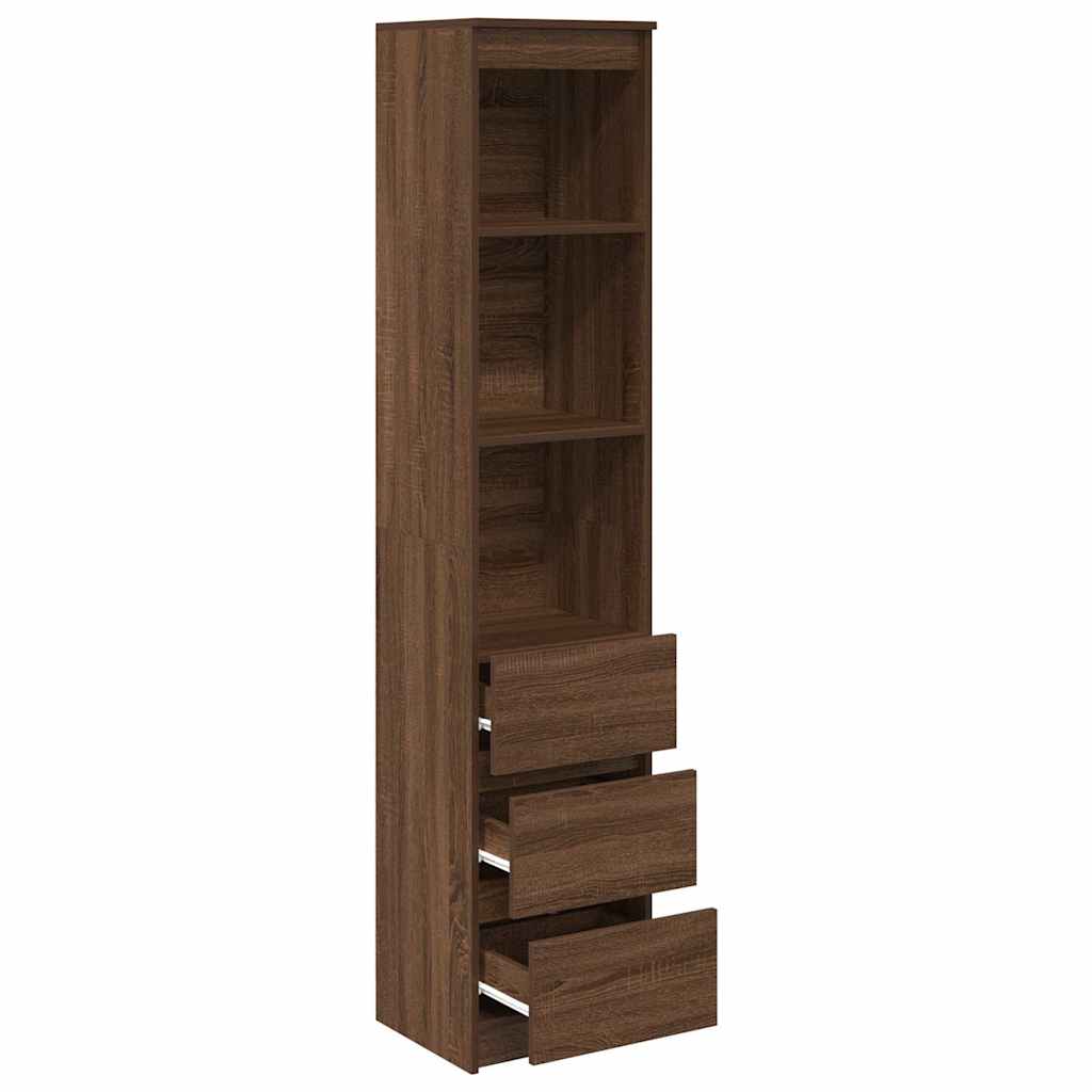 Highboard Brown Oak 37.5x35x180 cm Engineered Wood