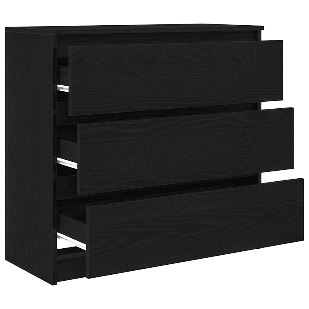 Sideboard Black Oak 80x35x76 cm Engineered Wood