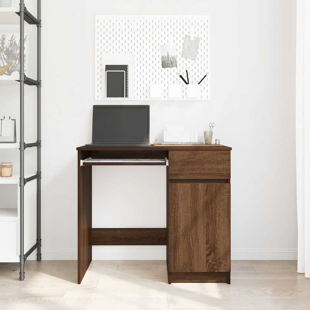 Modern Wooden Home Office Gaming Computer Desk Table With Keyboard Shelf Storage