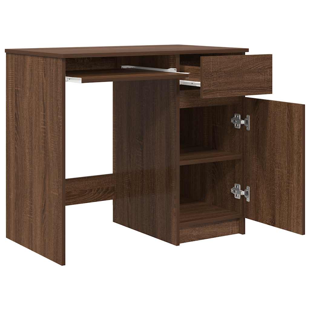 Modern Wooden Home Office Gaming Computer Desk Table With Keyboard Shelf Storage