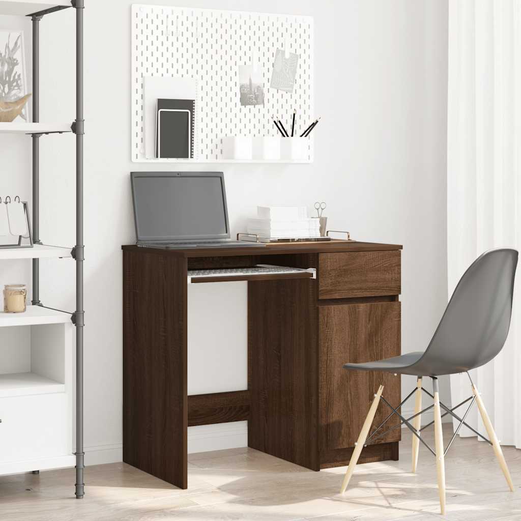 Modern Wooden Home Office Gaming Computer Desk Table With Keyboard Shelf Storage