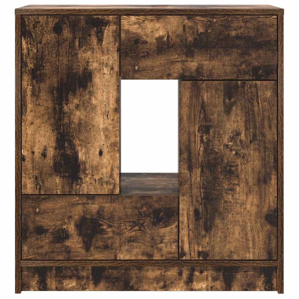 Sideboard with Drawers and Doors Smoked Oak 70.5x34x74.5 cm