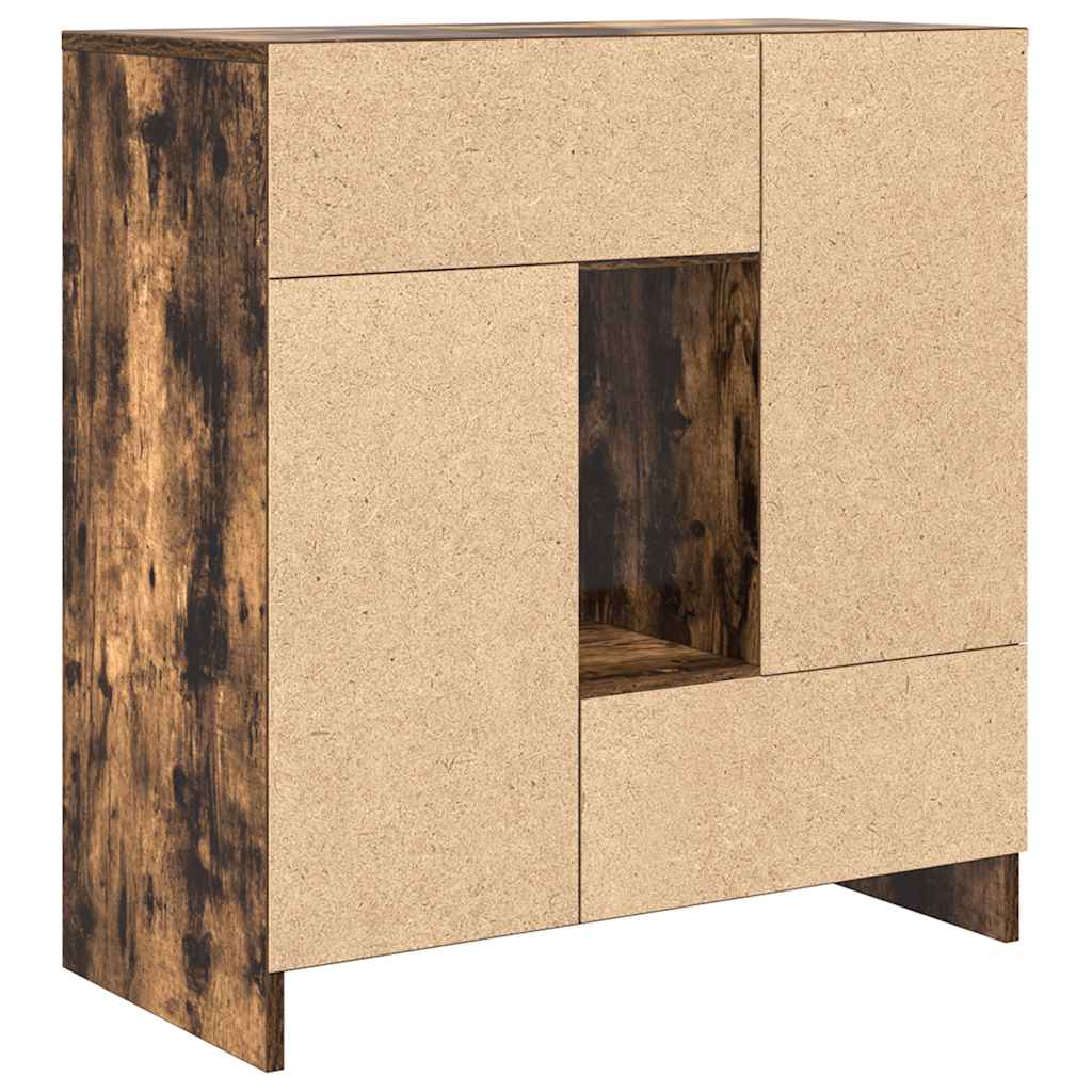 Sideboard with Drawers and Doors Smoked Oak 70.5x34x74.5 cm