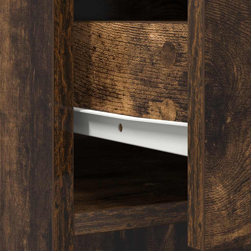 Sideboard with Drawers and Doors Smoked Oak 70.5x34x74.5 cm