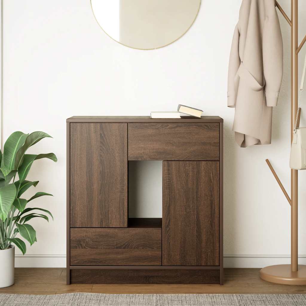 Sideboard with Drawers and Doors Brown Oak 70.5x34x74.5 cm