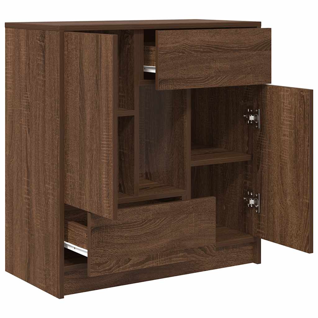 Sideboard with Drawers and Doors Brown Oak 70.5x34x74.5 cm