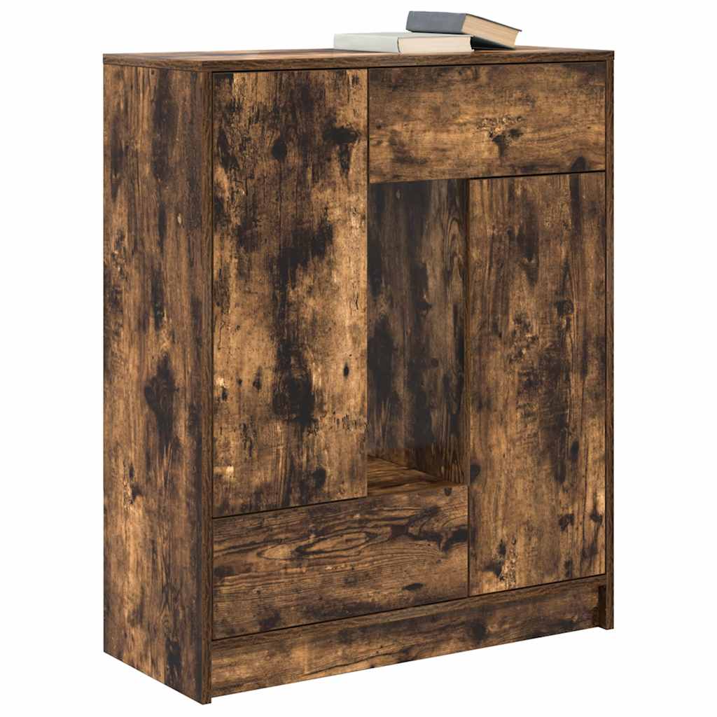 Sideboard with Drawers and Doors Smoked Oak 73x31x90 cm