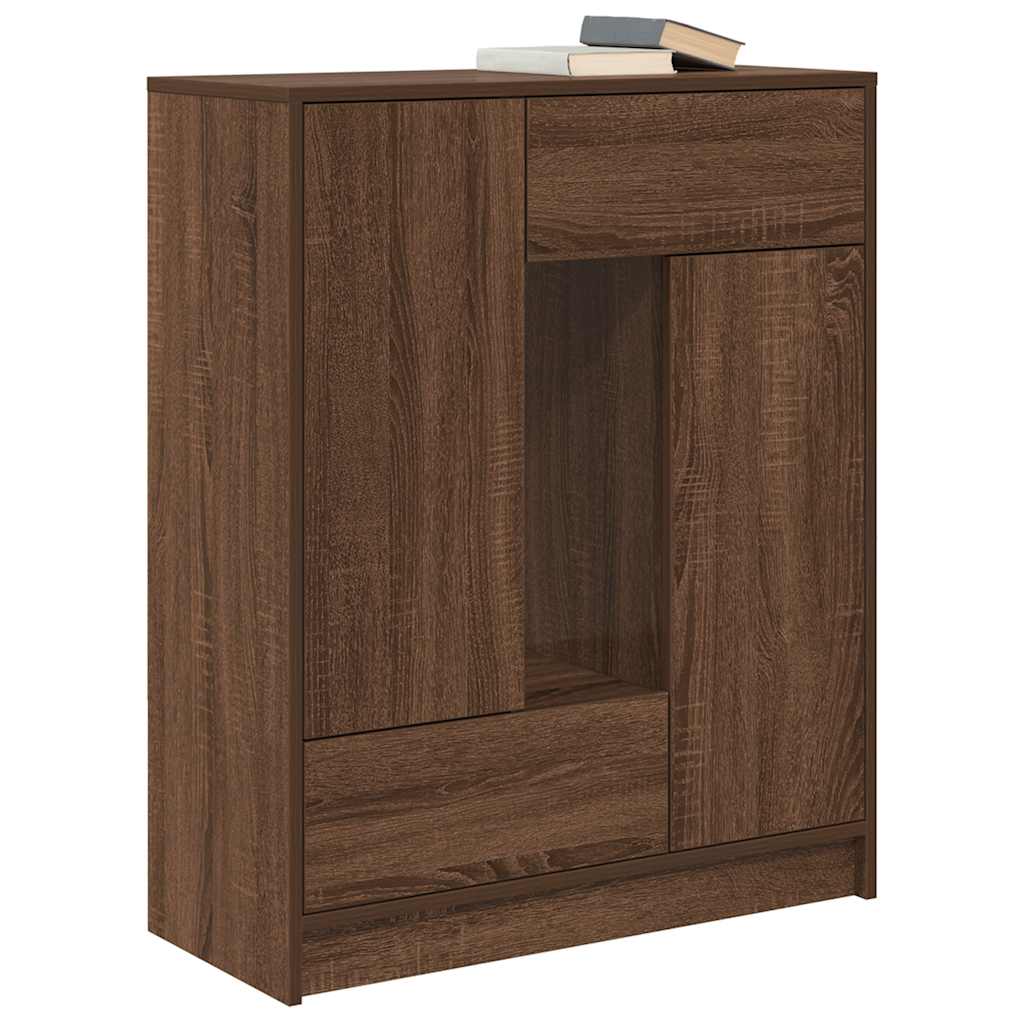 Sideboard with Drawers and Doors Brown Oak 73x31x90 cm