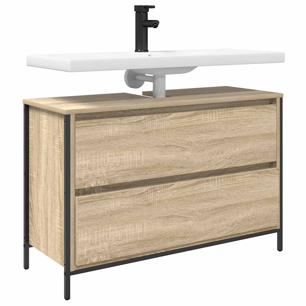 Bathroom Basin Cabinet with Drawers Sonoma Oak 90x34.5x60 cm