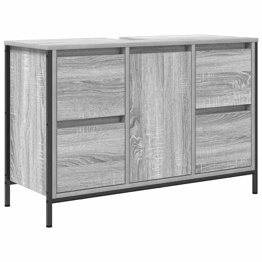 Basin Cabinet with Drawers Grey Sonoma 90x34.5x60 cm