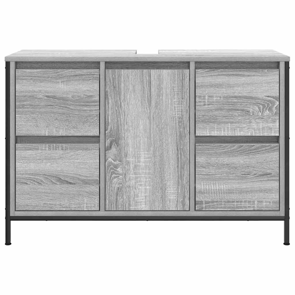 Basin Cabinet with Drawers Grey Sonoma 90x34.5x60 cm