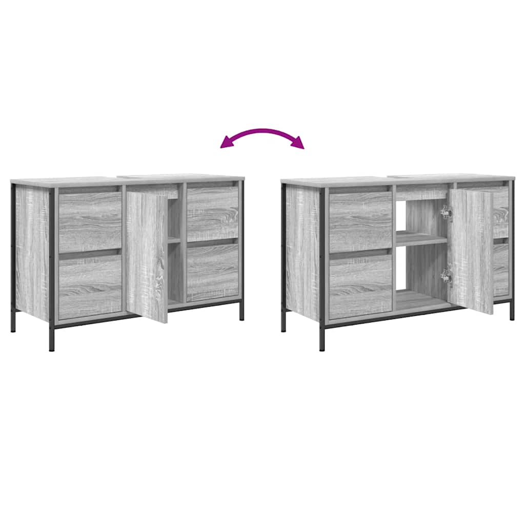 Basin Cabinet with Drawers Grey Sonoma 90x34.5x60 cm