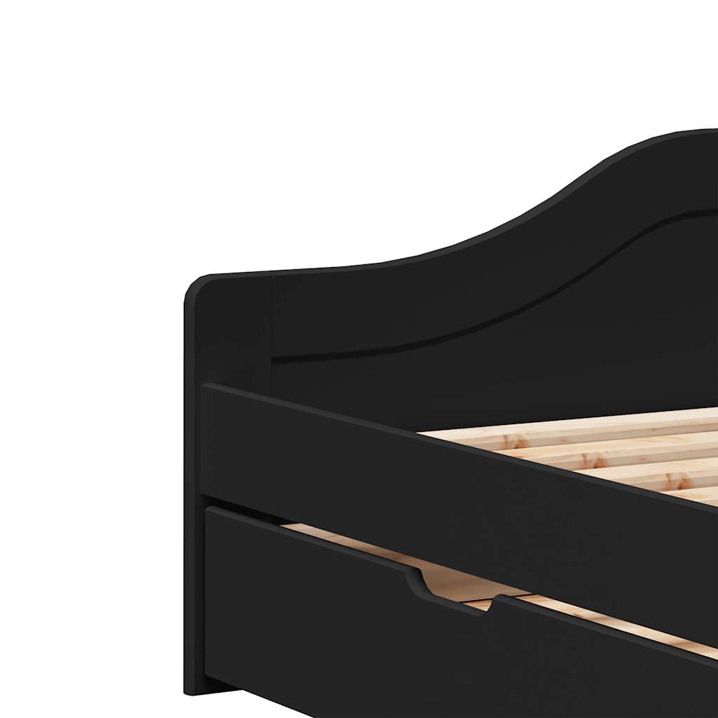 Day Bed with 2 Drawers without Mattress IRUN Black 90x200 cm