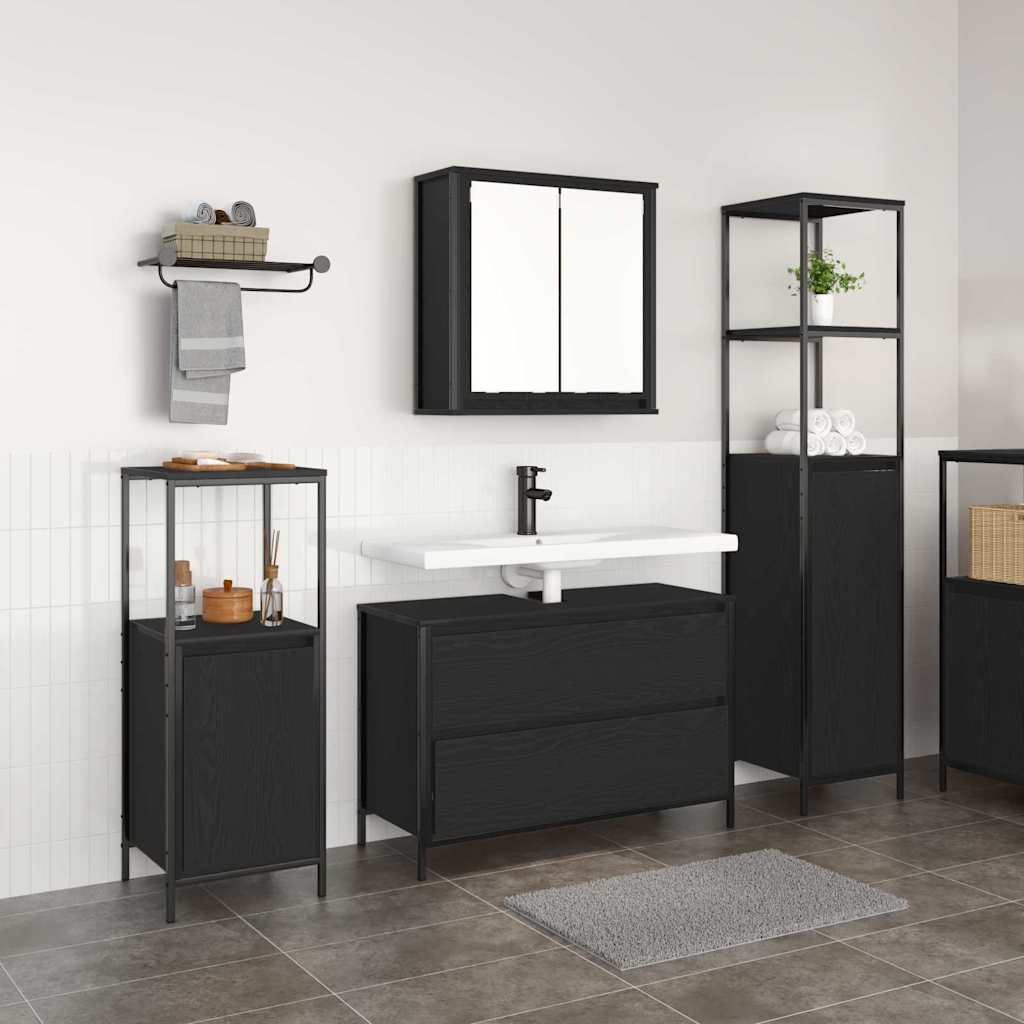Bathroom Furniture Set 3 pcs Black oak 90 x 34.5 x 60 cm