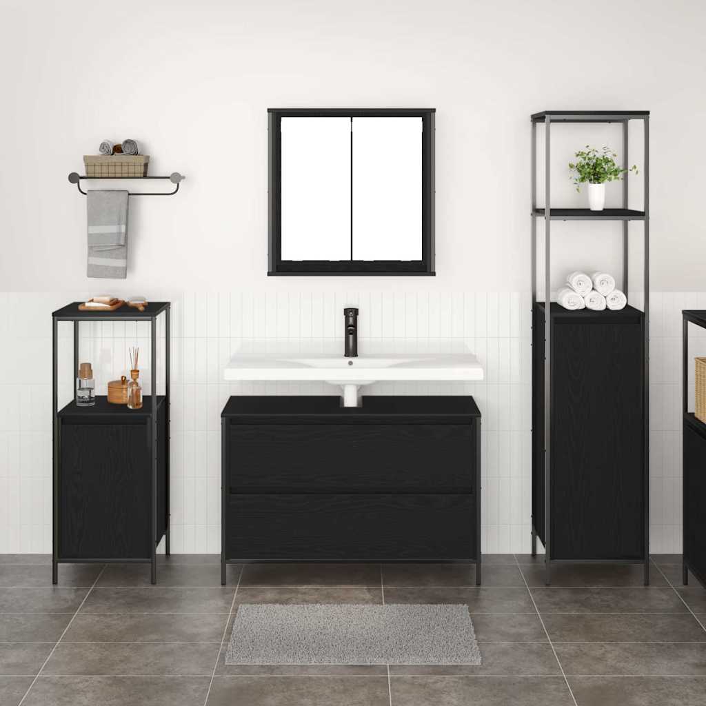 Bathroom Furniture Set 3 pcs Black oak 90 x 34.5 x 60 cm