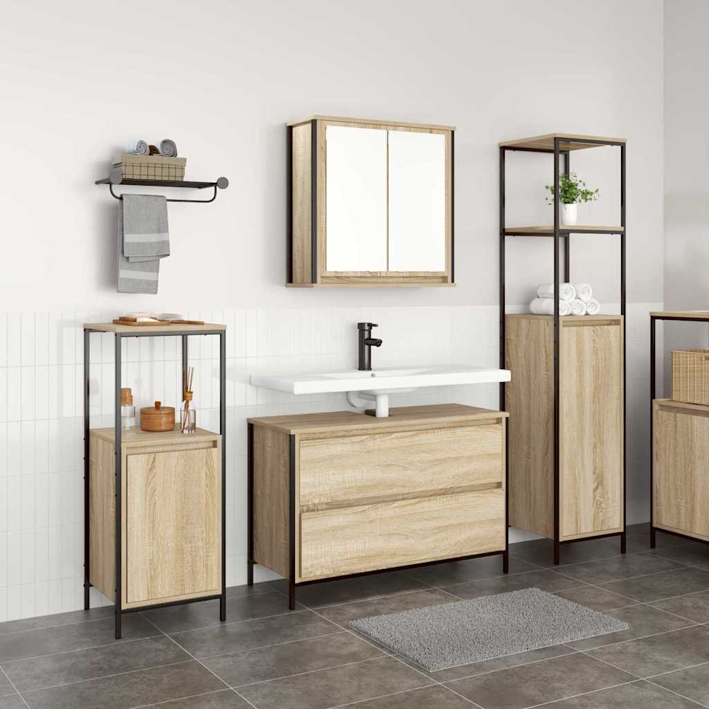 Bathroom Furniture Set 3 pcs Sonoma oak 90 x 34.5 x 60 cm