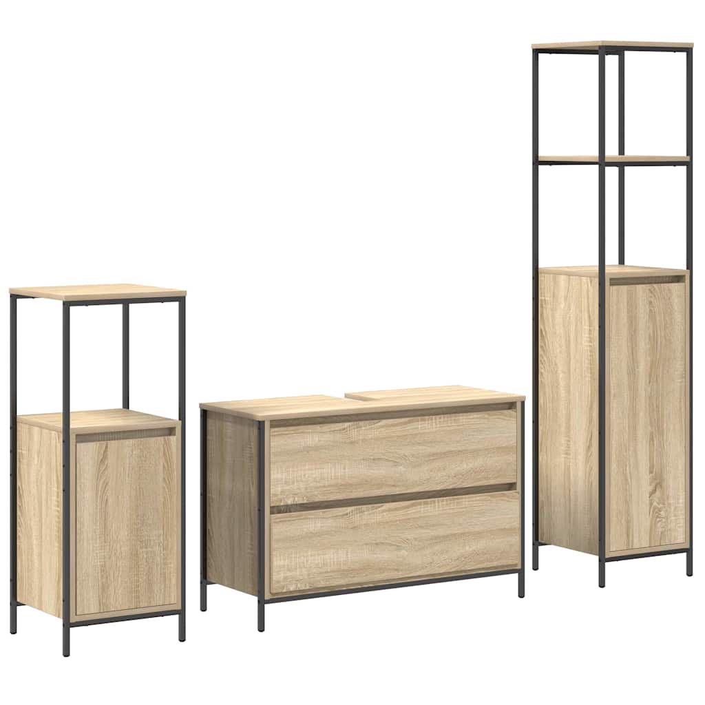 Bathroom Furniture Set 3 pcs Sonoma oak 90 x 34.5 x 60 cm
