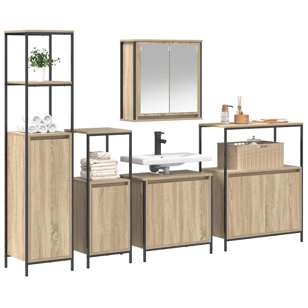 5-Piece Bathroom Furniture Set in Sonoma Oak Engineered Wood