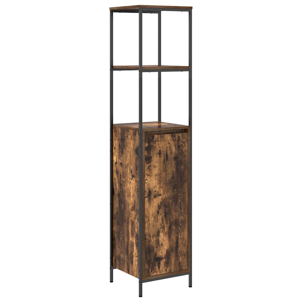 Bathroom Furniture Set with Shelf 5 pcs Smoked oak and Black