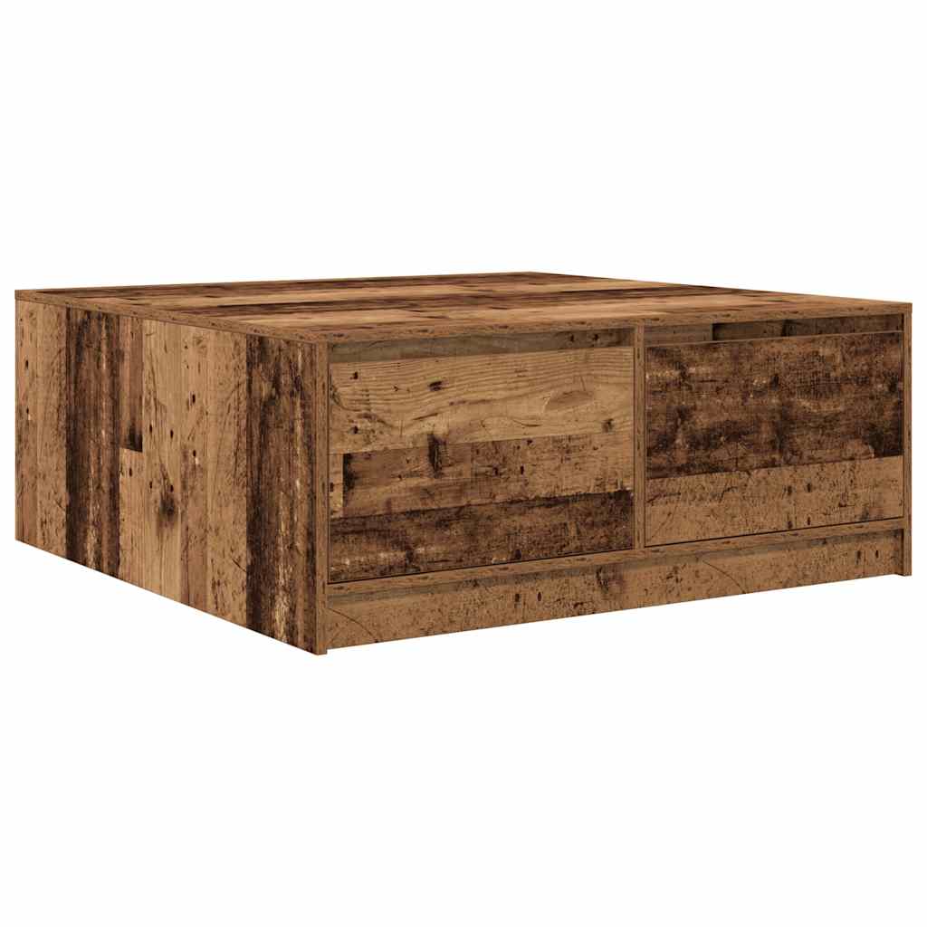 Coffee Table with Drawers Old Wood 100x100x40 cm