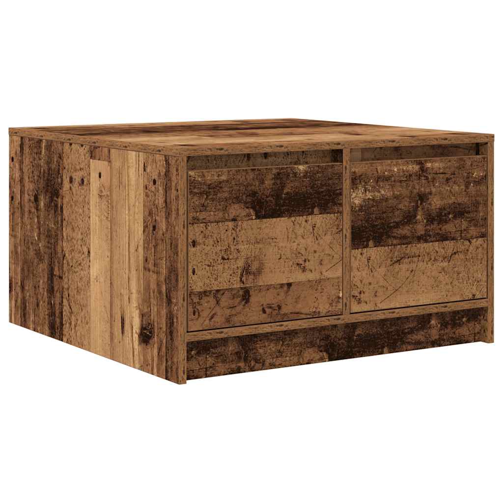 Coffee Table with Drawers Old Wood 70.5x70x40 cm