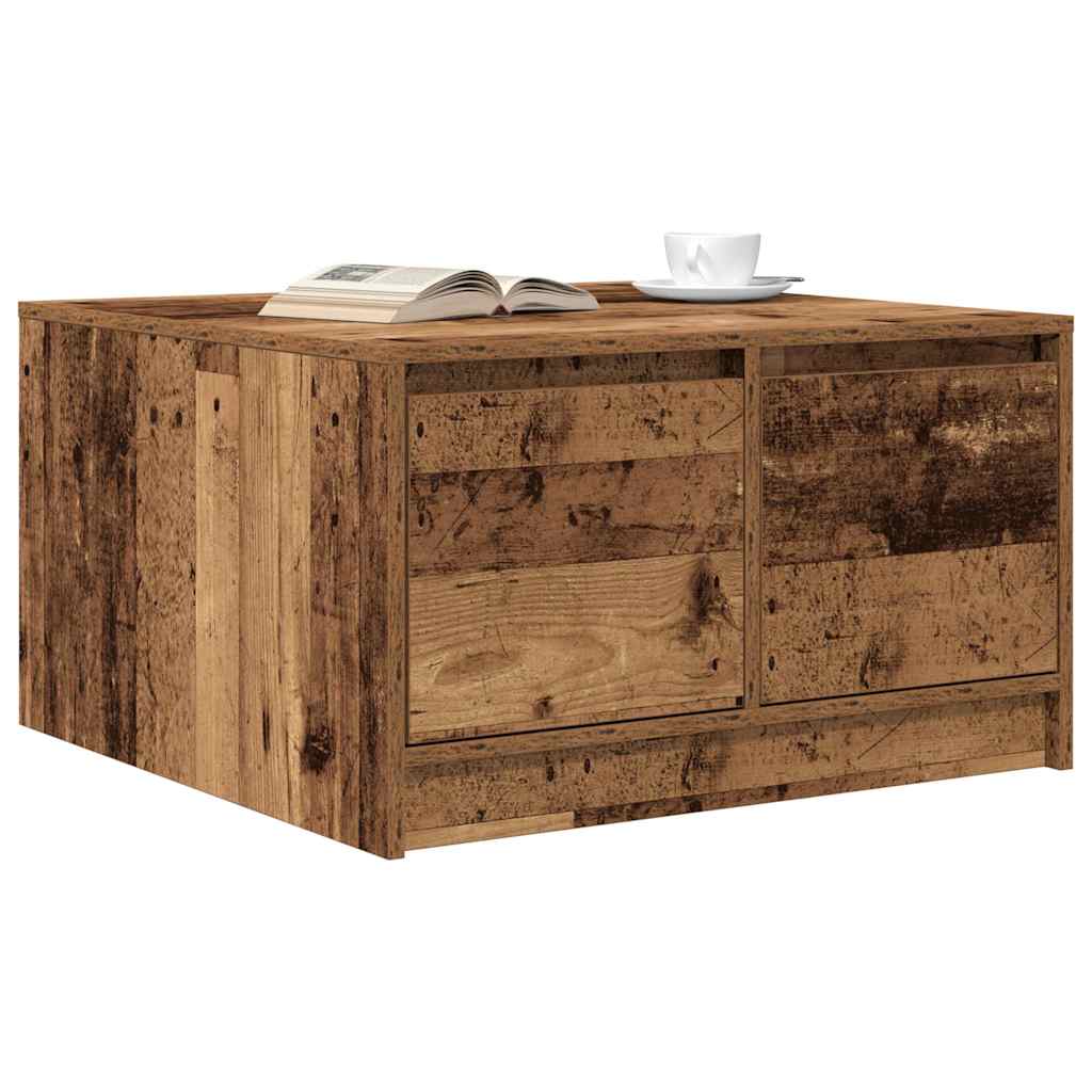 Coffee Table with Drawers Old Wood 70.5x70x40 cm