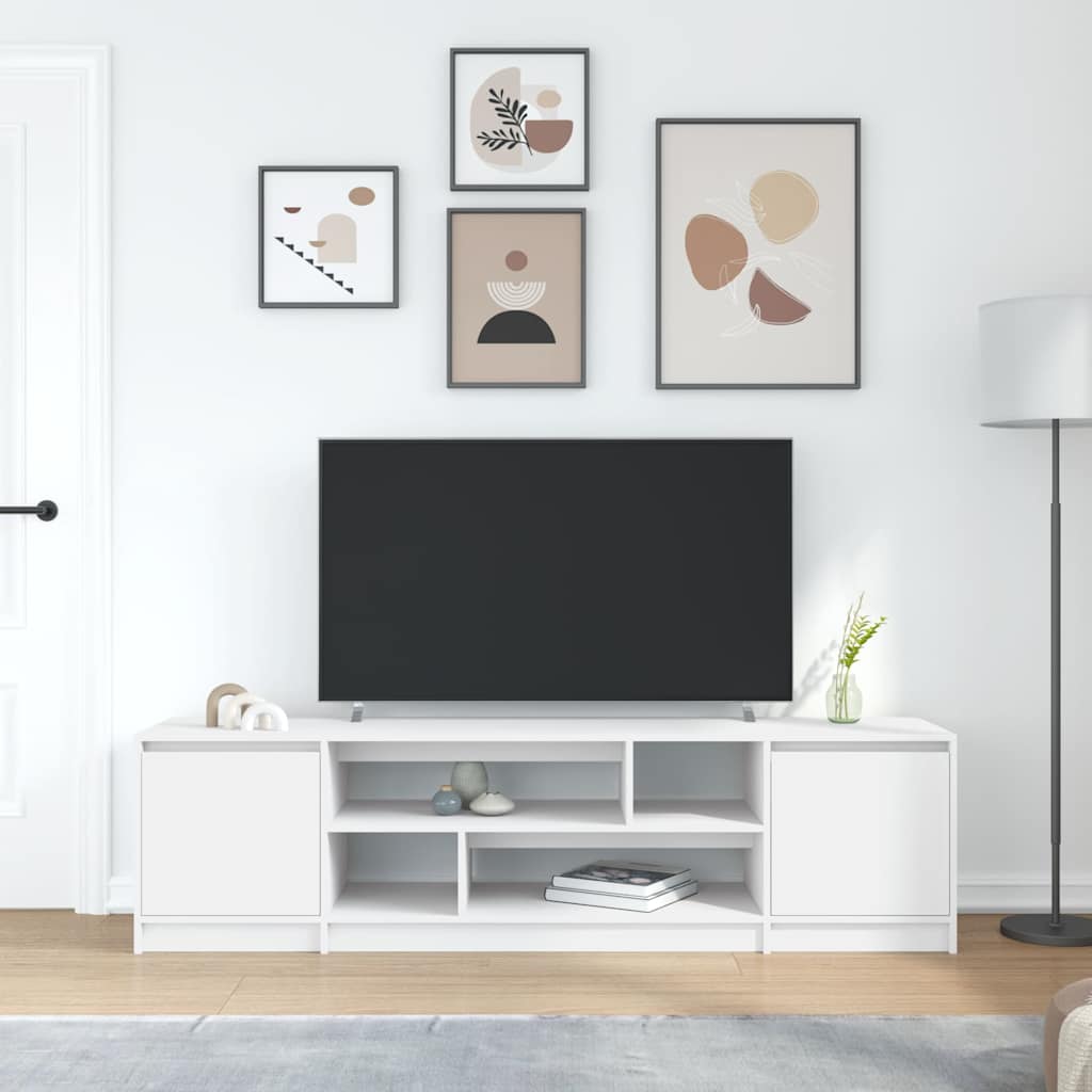 Modern Wooden 74 Inch TV Tele Stand Unit Cabinet With Open Storage & 2 Doors