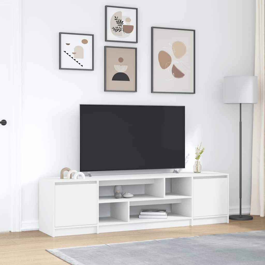 Modern Wooden 74 Inch TV Tele Stand Unit Cabinet With Open Storage & 2 Doors