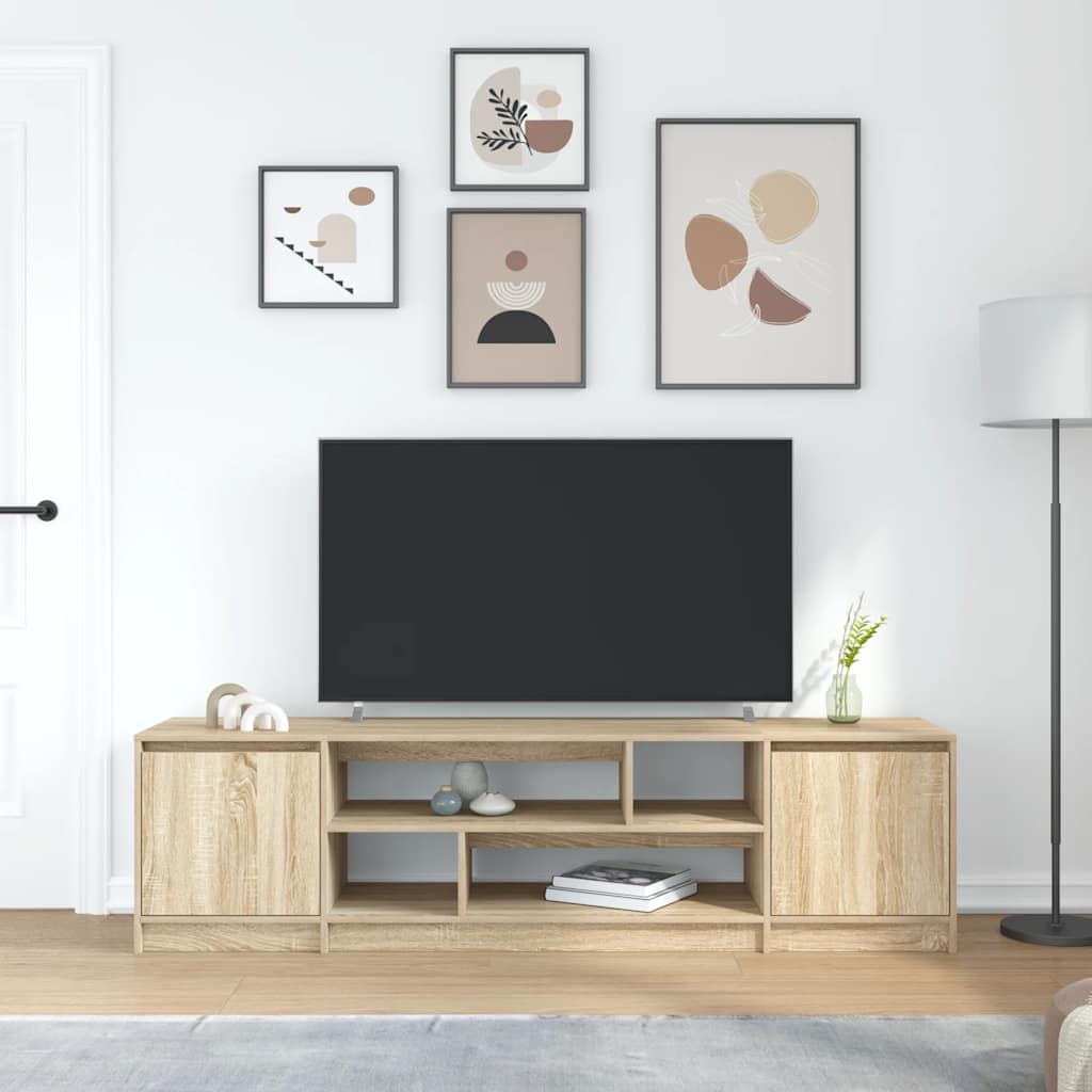 Modern Wooden 74 Inch TV Tele Stand Unit Cabinet With Open Storage & 2 Doors