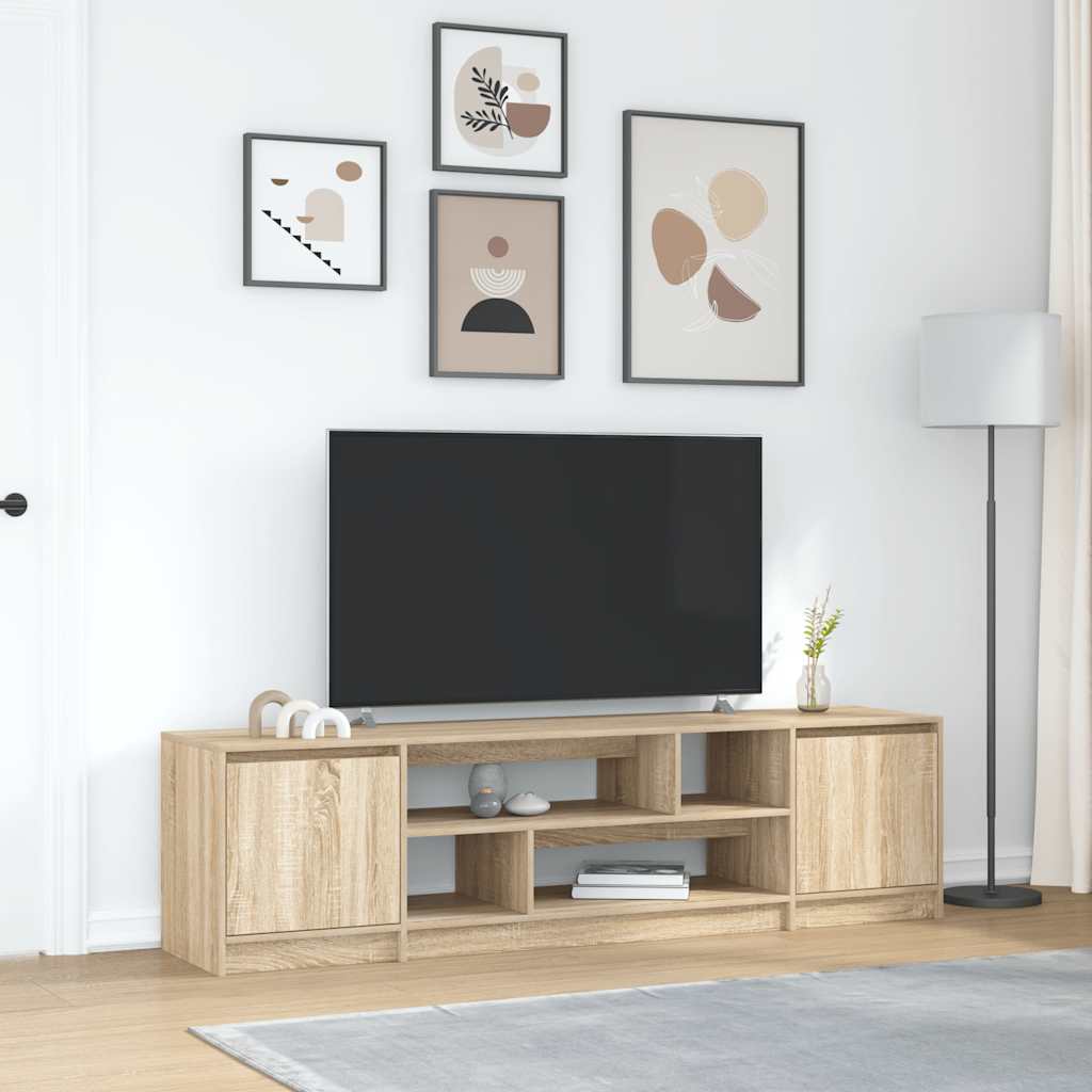 Modern Wooden 74 Inch TV Tele Stand Unit Cabinet With Open Storage & 2 Doors