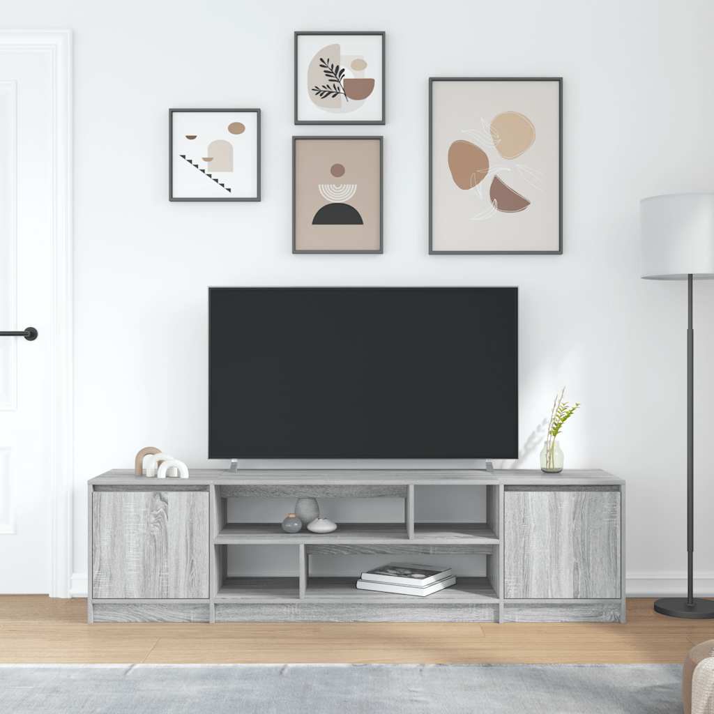 Modern Wooden 74 Inch TV Tele Stand Unit Cabinet With Open Storage & 2 Doors