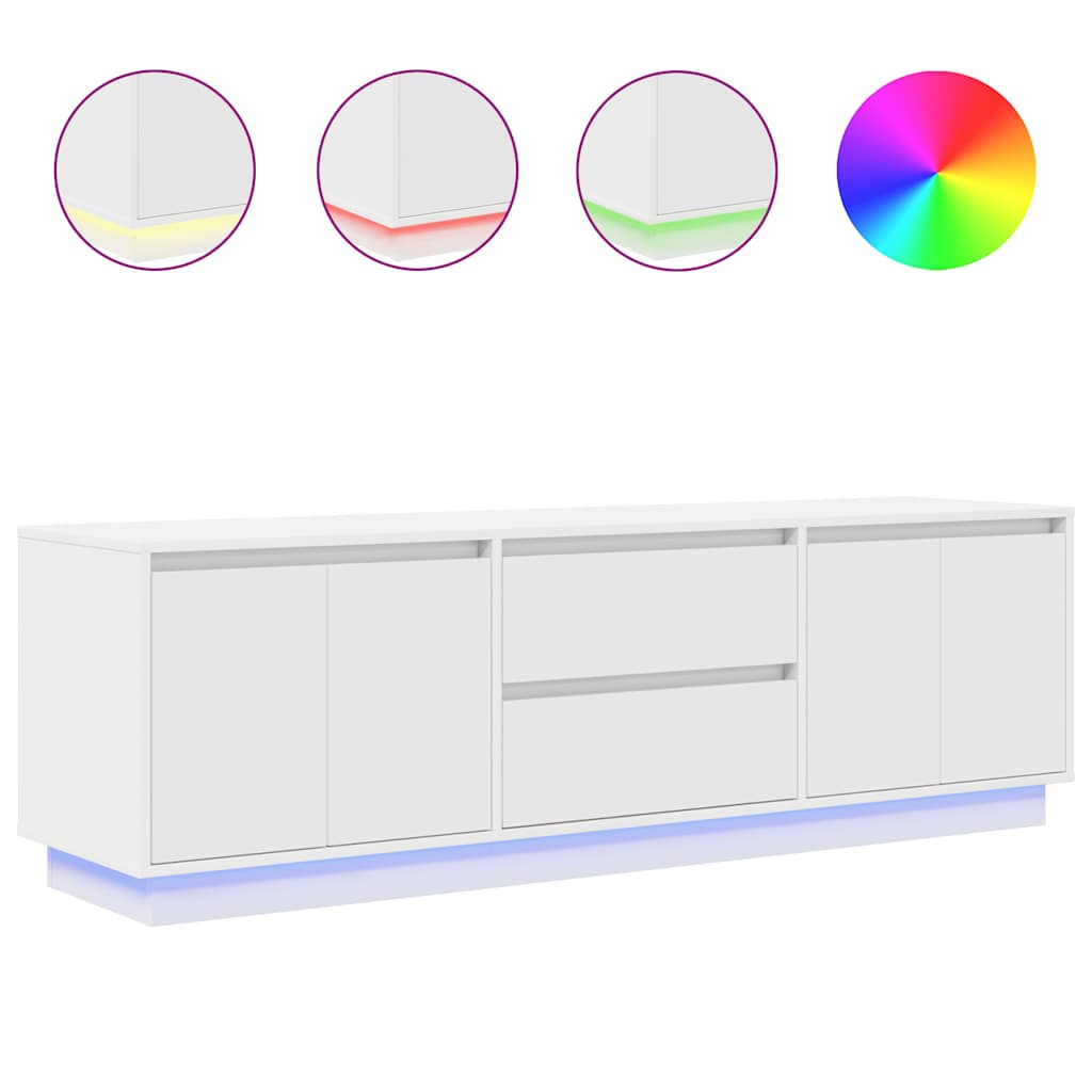 Modern Wooden 63 Inches TV Tele Stand Unit Cabinet With LED Lights & Storage