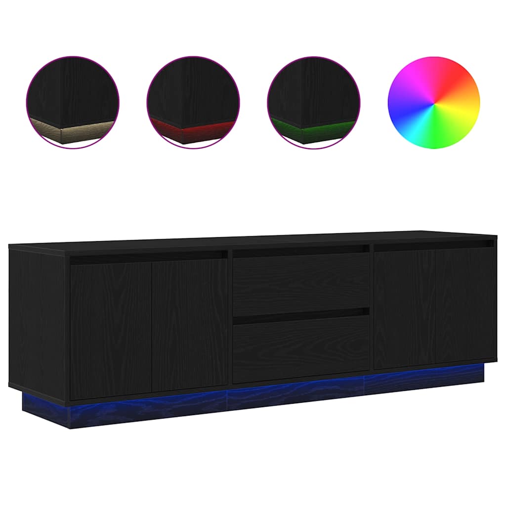Modern Wooden 63 Inches TV Tele Stand Unit Cabinet With LED Lights & Storage