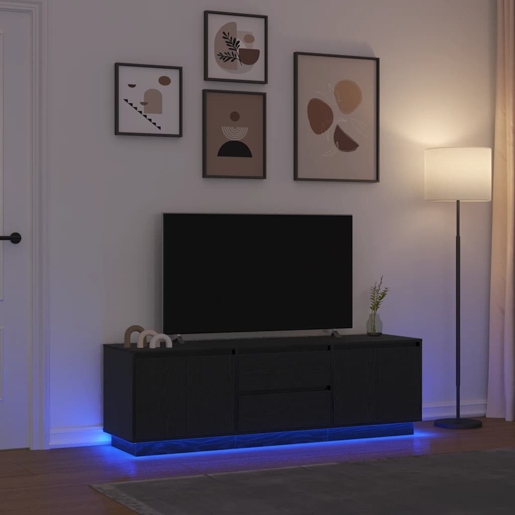 Modern Wooden 63 Inches TV Tele Stand Unit Cabinet With LED Lights & Storage