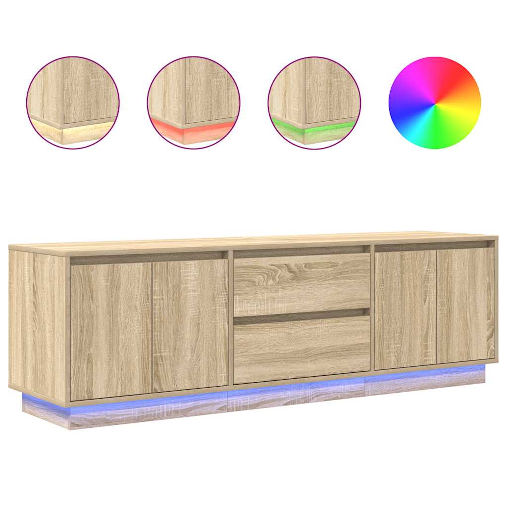 Modern Wooden 63 Inches TV Tele Stand Unit Cabinet With LED Lights & Storage