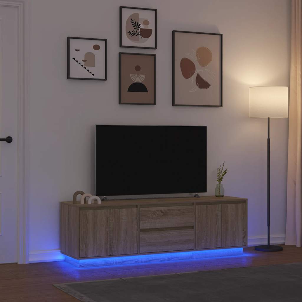 Modern Wooden 63 Inches TV Tele Stand Unit Cabinet With LED Lights & Storage