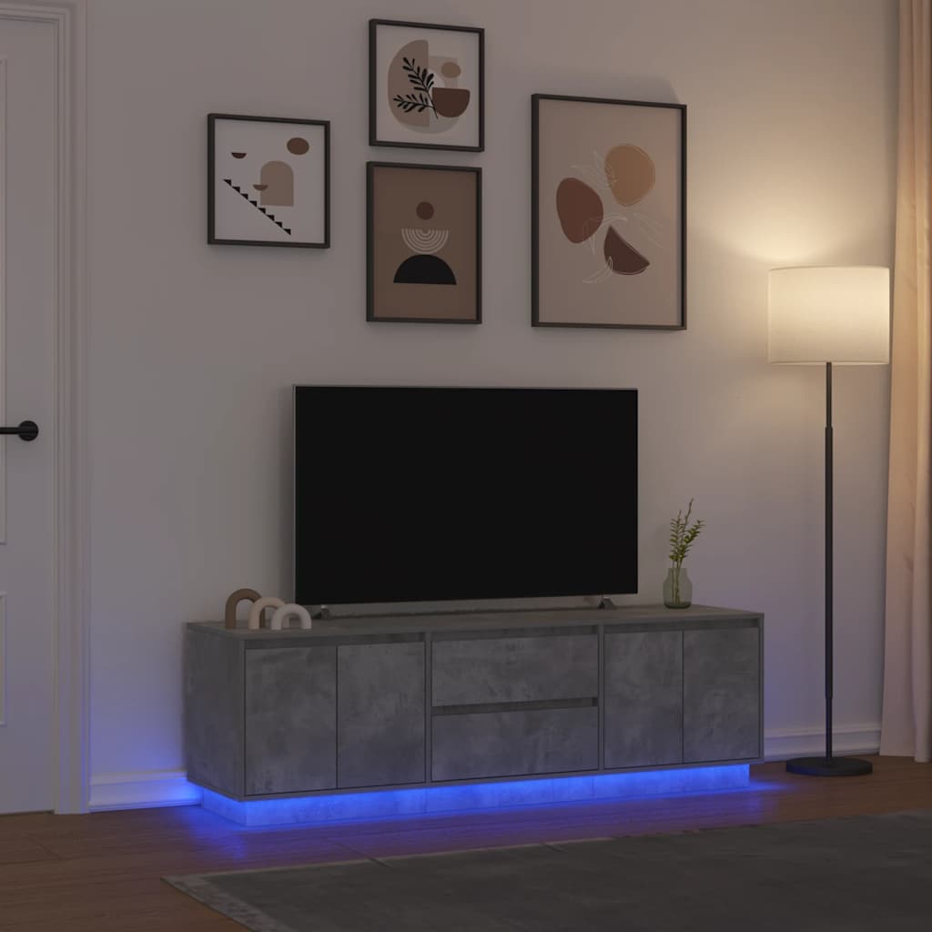 Modern Wooden 63 Inches TV Tele Stand Unit Cabinet With LED Lights & Storage