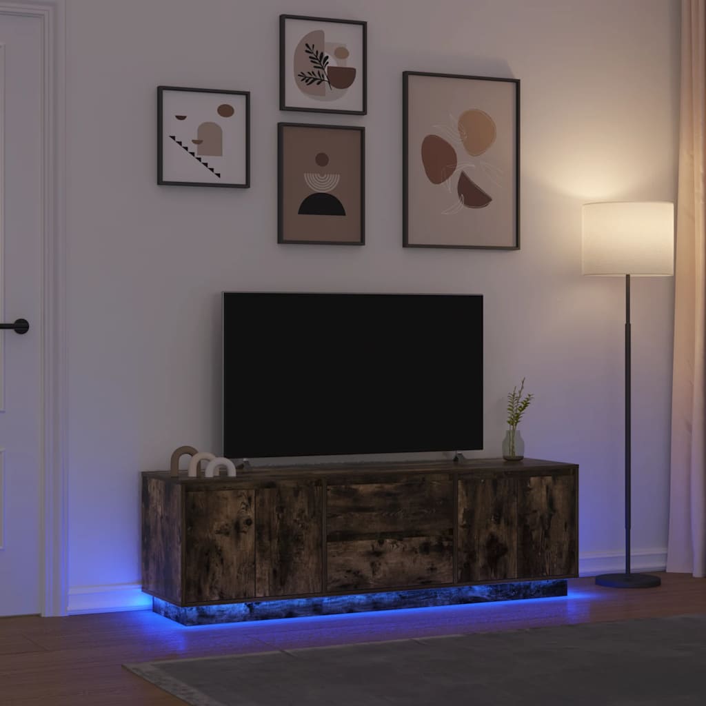 Modern Wooden 63 Inches TV Tele Stand Unit Cabinet With LED Lights & Storage