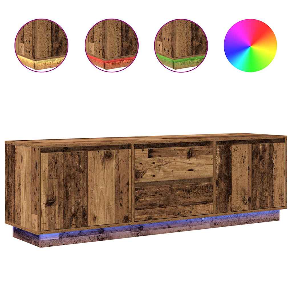 Modern Wooden 63 Inches TV Tele Stand Unit Cabinet With LED Lights & Storage